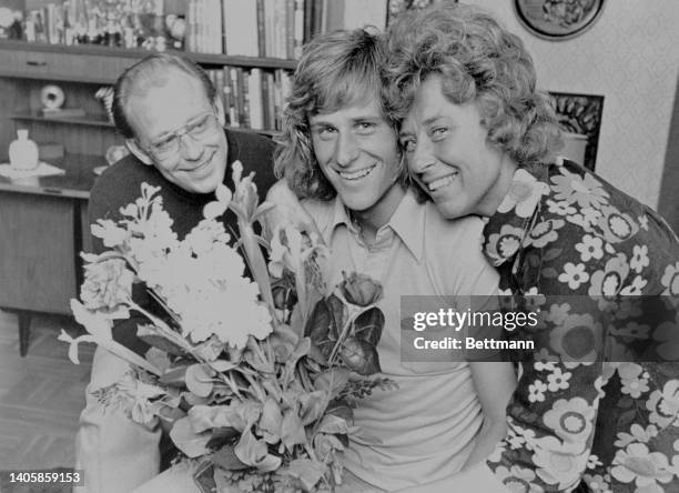 Bjorn Borg's parents, Rune and Margaretha celebrate his birthday with him.