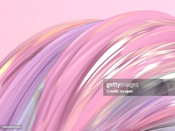 abstract 3d geometric distirted wave background. pastel colored  swirl shape. liquid abstract glittering pink violet background - ピンク　cg ストックフォト�と画像