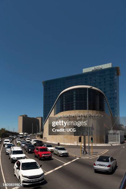 Cape Town South Africa, The N2 highway and traffic passing the Cape Town International Convention Centre on the Foreshore area.