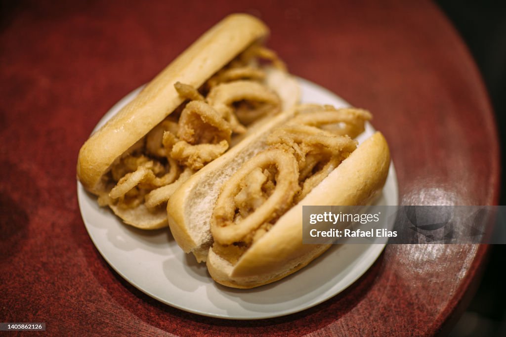 Fried calamari sandwich