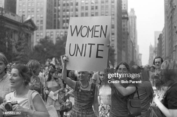 "Women's Strike For Equality" a protest organized by the National Organization for Women, march in celebration of the fiftieth anniversary of the...