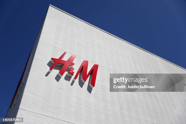 Sign is posted on the exterior of an H&M store at Hillsdale Mall on June 29, 2022 in San Mateo, California. Swedish fashion retailer H&M reported a...