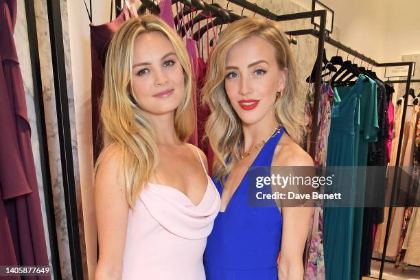 Niomi Smart and Sarah Mikaela attend the Pronovias flagship store launch on June 29, 2022 in London, England.