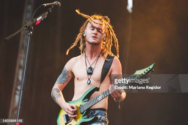 Lewis de Jong of the New Zealand metal band Alien Weaponry performs in concert during Resurrection Festival on June 29, 2022 in Viveiro, Spain.