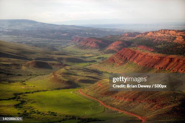 aerial view of landscape against sky,lander,wyoming,united states,usa - lander wyoming stock pictures, royalty-free photos & images