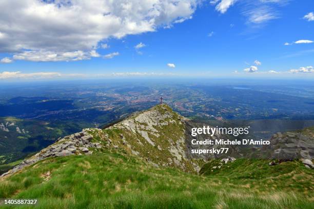 grand view on the po plain from monte mucrone - biella stock pictures, royalty-free photos & images