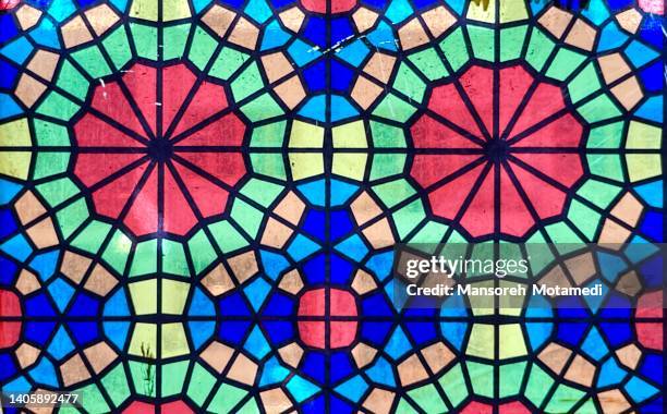 beautiful colorful windows - buntglas stock-fotos und bilder