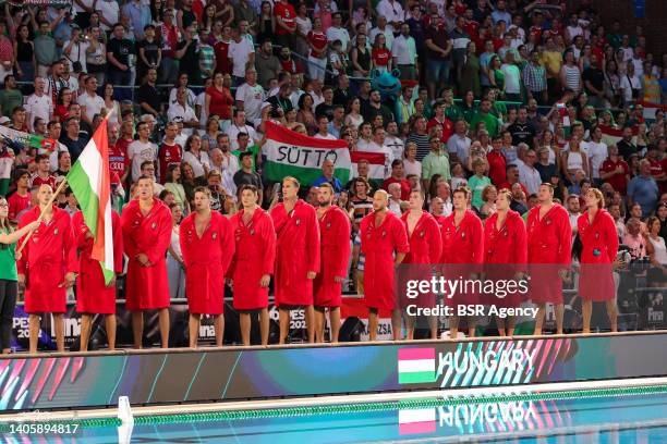 Marton Levai of Hungary, Daniel Angyal of Hungary, Krisztian Manhercz of Hungary, Zoltan Pohl of Hungary, Marton Vamos of Hungary, Tamas Mezei of...