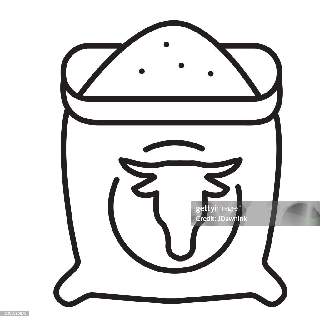 Modern Farm and Agriculture grain feed bag icon concept thin line style - editable stroke