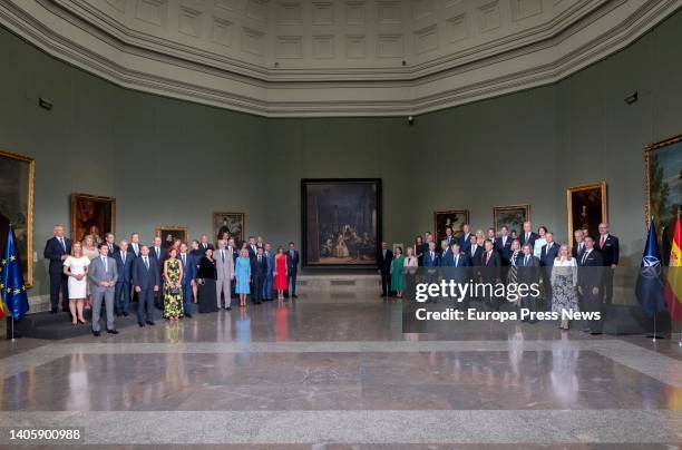 Family photo of the heads of state and heads of government participating in the NATO summit, before the informal transatlantic dinner at the level of...