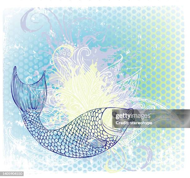 ilustraciones, imágenes clip art, dibujos animados e iconos de stock de funky coi - fish scale pattern