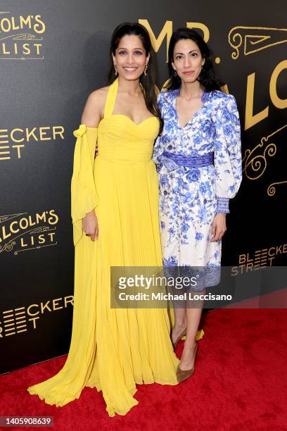 Freida Pinto and Huma Abedin attend "Mr. Malcolm's List" New York Premiere at DGA Theater on June 29, 2022 in New York City.