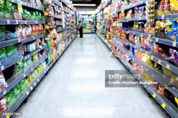 blur abstract background from image of food and drink in supermarket - big sale stock pictures, royalty-free photos & images