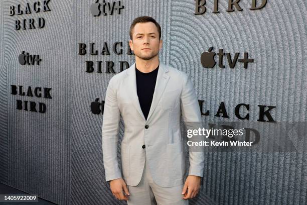 Taron Egerton attends the Los Angeles premiere of Apple TV+'s new show "Black Bird" at Regency Bruin Theatre on June 29, 2022 in Los Angeles,...