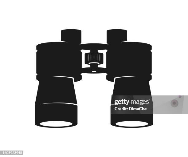 binoculars icon cut out vector silhouette - telescope lense stock illustrations