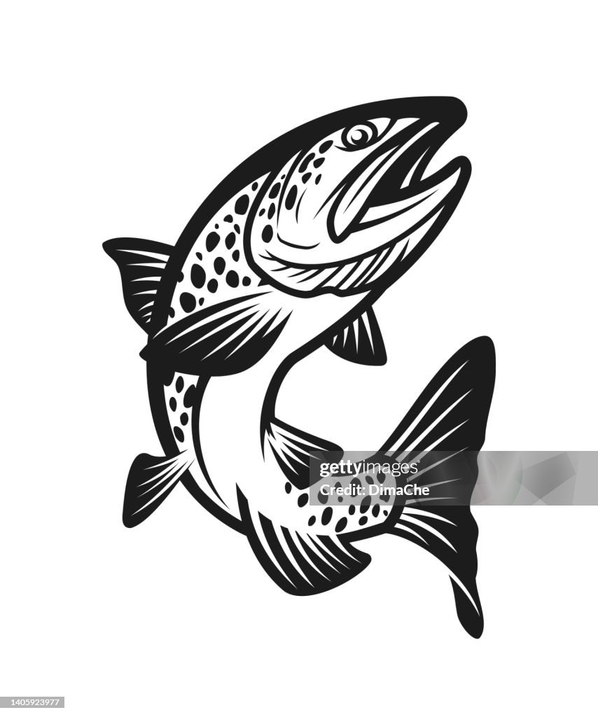 Silueta de pez salmón recortada icono vectorial