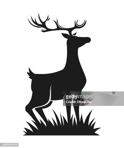 deer, reindeer silhouette - cut out vector icon - deer antler silhouette stock illustrations