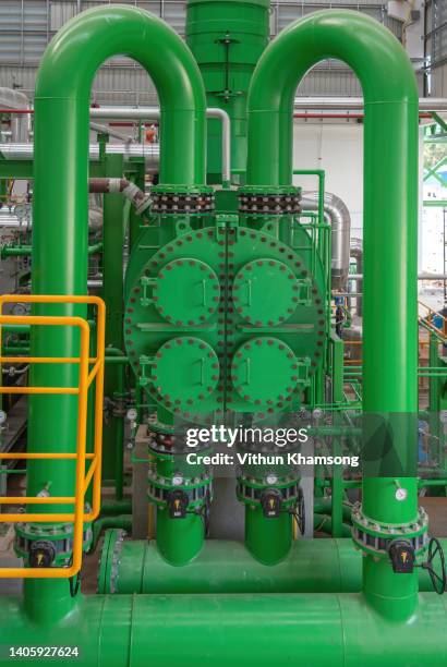 steam turbine equipment ann pipeline of biomass power plant. - biomass power plant bildbanksfoton och bilder