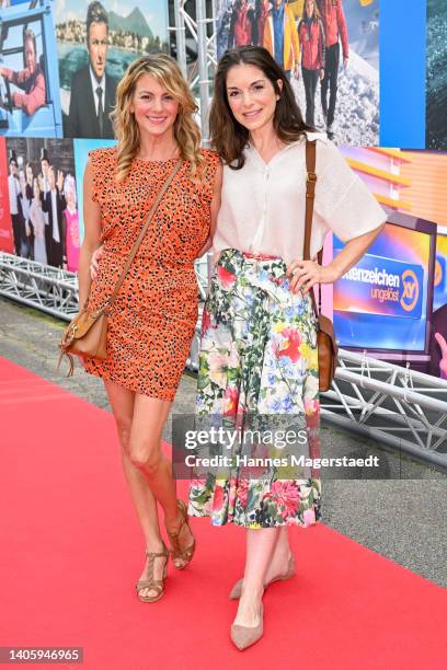 Luise Bähr and Bianca Hein attend the 75th Anniversary Celebration party of ndF at Galopprennbahn Riem on June 29, 2022 in Munich, Germany.