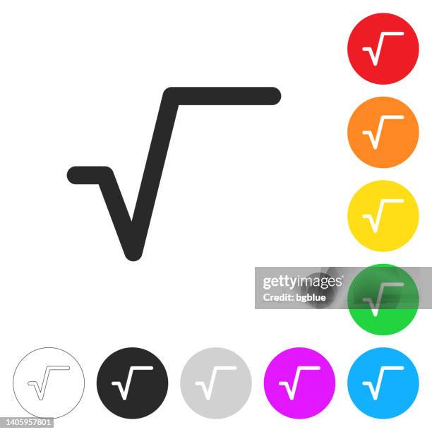 square root. icon on colorful buttons - square root stock illustrations
