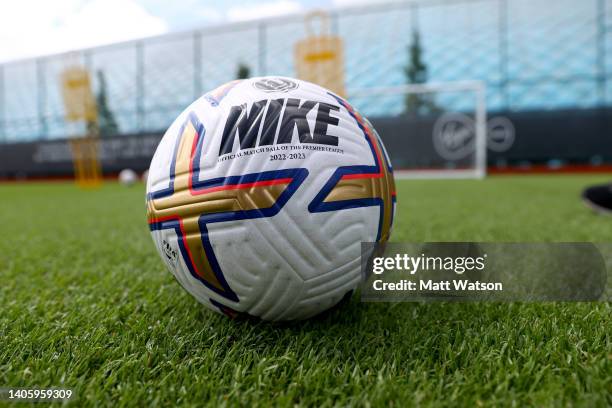 Premier League match balls during a Southampton FC pre season training session at the Staplewood Campus on June 29, 2022 in Southampton, England.