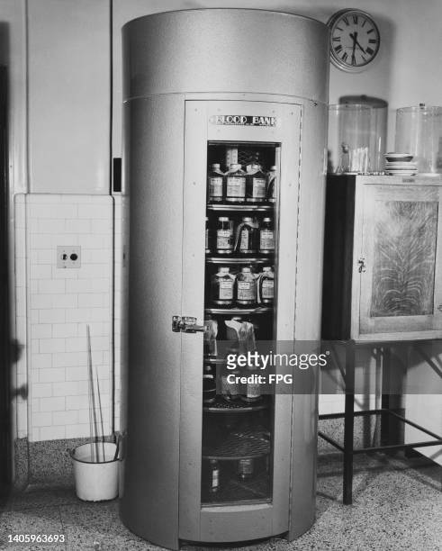 Jewett Blood Bank refrigerator, Albuquerque, New Mexico, US, circa 1945.