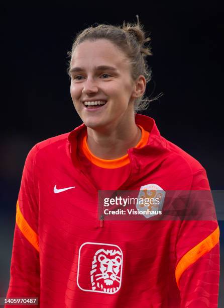 Vivianne Miedema of Netherlands in action during the Women's International friendly match between England and Netherlands at Elland Road on June 24,...