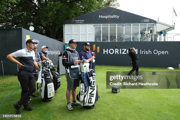 Shane Lowry of Ireland tees off on the 17th hole during the first round of the Horizon Irish Open at Mount Juliet Estate on June 30, 2022 in...