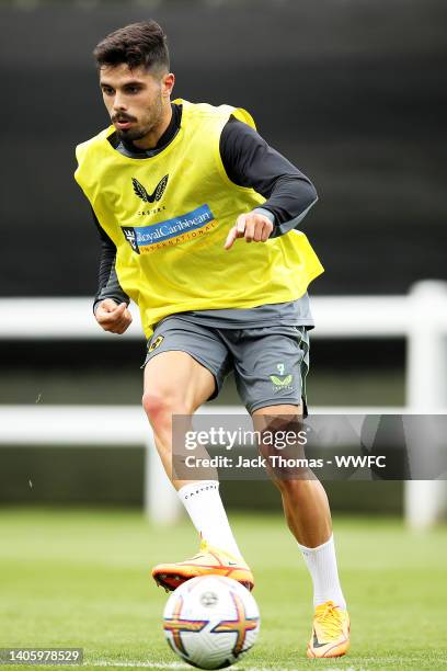 Pedro Neto of Wolverhampton Wanderers in action during a Wolverhampton Wanderers Pre-Season Training Session at The Sir Jack Hayward Training Ground...