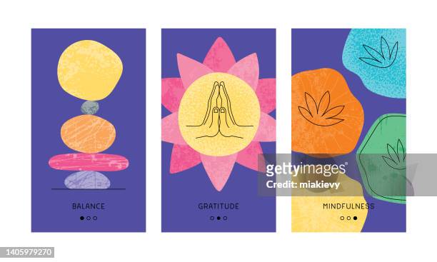 mindfulness templates - buddhism prayer stock illustrations
