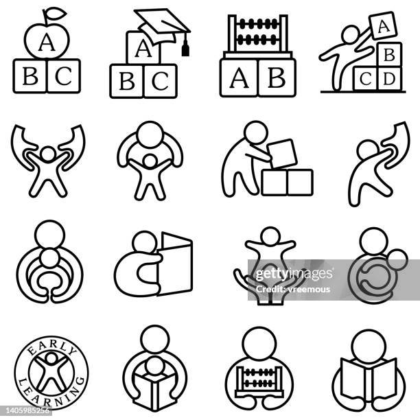 parenting and early learning icons - child care stock illustrations
