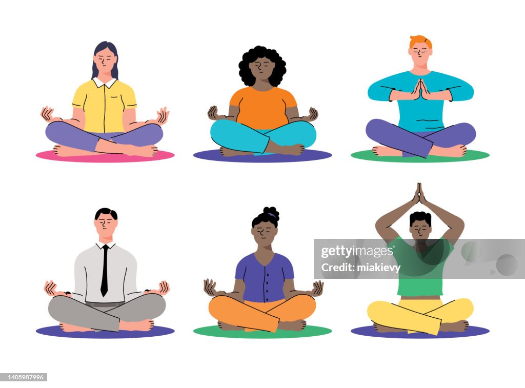 People meditating