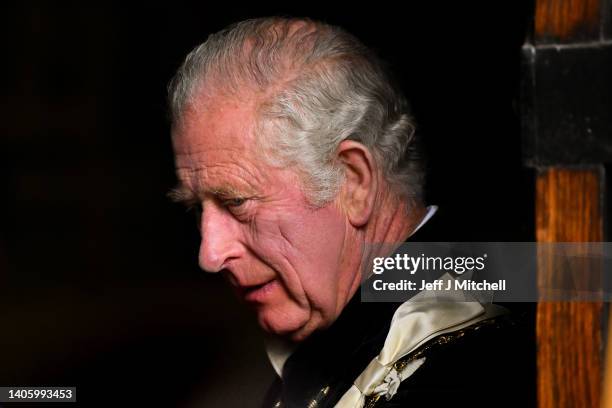 Prince Charles, Prince of Wales attends the Thistle Service at St Giles’ Cathedral for the installation of The Right Honourable Dame Elish Angiolini...