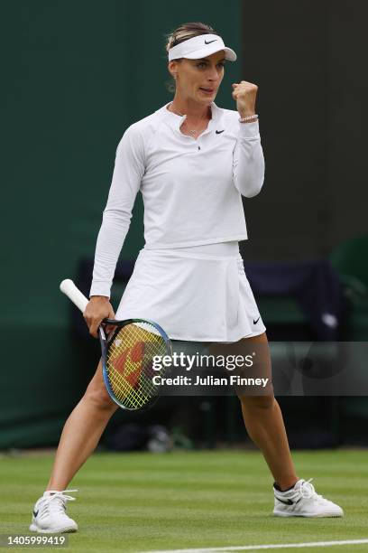 Ana Bogdan of Romania reacts in their Women's Singles Second Round match against Petra Kvitova of Czech Republic on day four of The Championships...