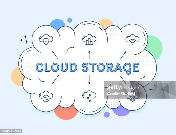 cloud storage icon design - cloud storage stock illustrations