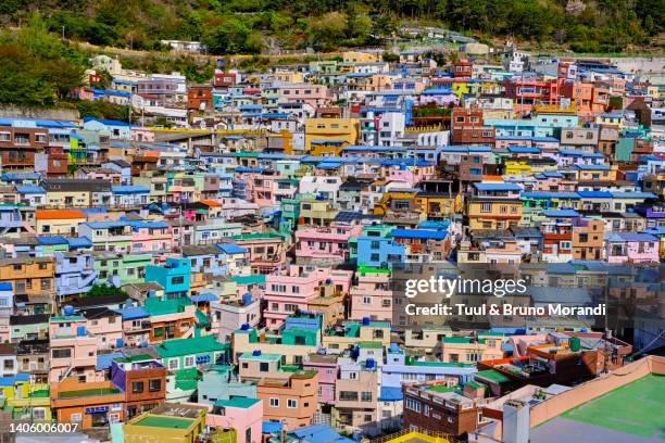 south korea, busan, the cultural village of gamcheon - slum stock pictures, royalty-free photos & images