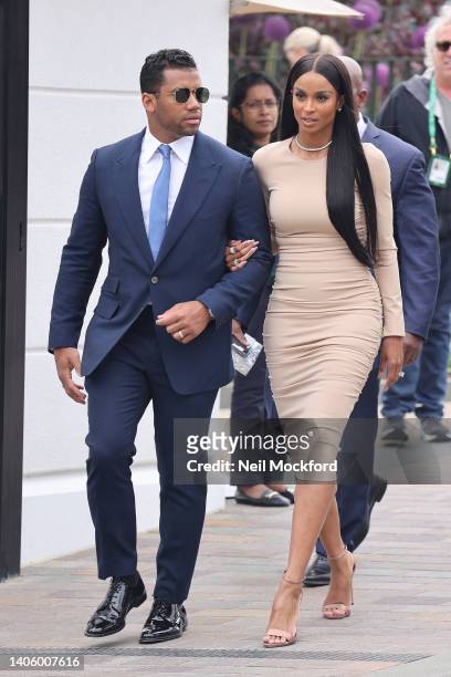 Ciara and Russell Wilson attend Wimbledon Tennis Championships 2022 - Day 4 at All England Lawn Tennis and Croquet Club on June 30 in London, England.