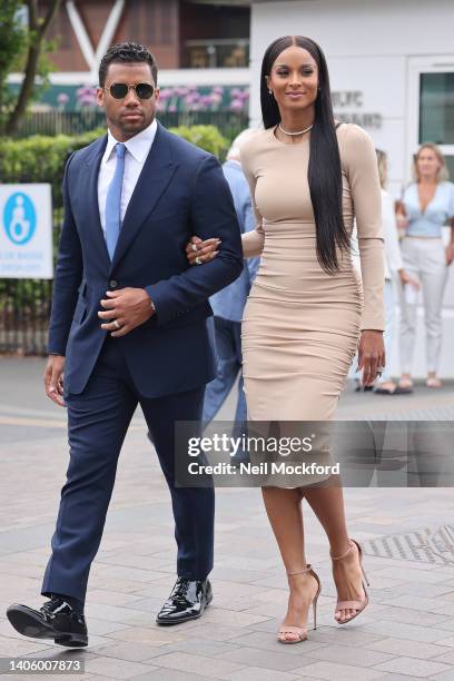 Ciara and Russell Wilson attend Wimbledon Tennis Championships 2022 - Day 4 at All England Lawn Tennis and Croquet Club on June 30 in London, England.