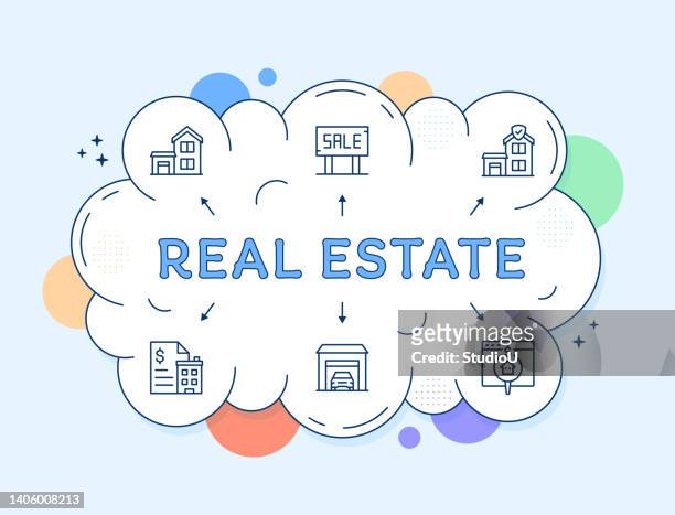 real estate icon design - housing infographic stock illustrations