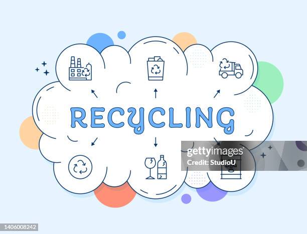 recycling icon design - brown paper bag background stock illustrations