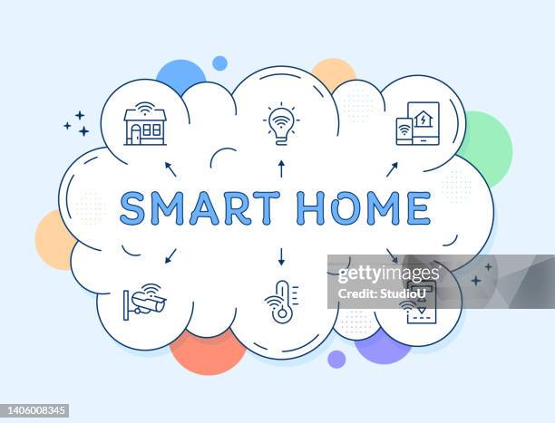 smart home system icon design - home heating stock illustrations