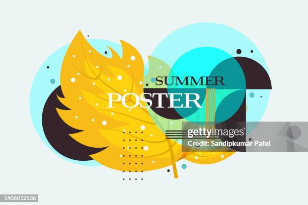 summer.  bright poster with leaf and circle - drawing artistic product 幅插畫檔、美工圖案、卡通及圖標