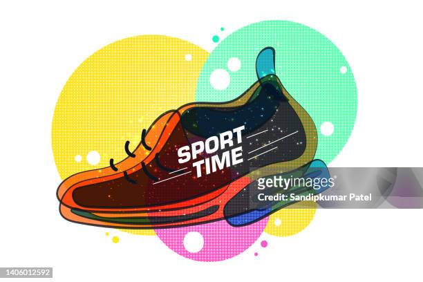 vector illustration of one sports running shoe background - fashion stock illustrations