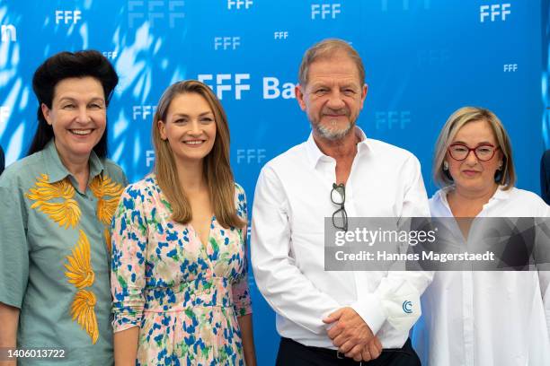 Bettina Reitz, Judith Gerlach, Sönke Wortmann and Dorothee Erpenstein attend the FFF Reception during the Munich Film Festival 2022 at Reitschule on...