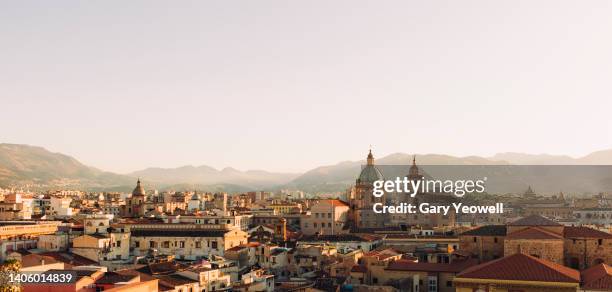 elevated view over rooftops of palermo - palermo sicily fotografías e imágenes de stock