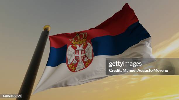 flag of serbia - serbian flag ストックフォトと画像