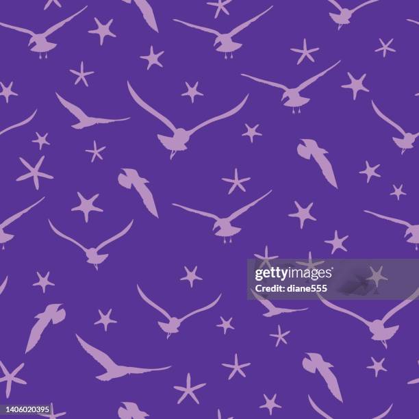 seamless repeating seagull pattern - flock wallpaper stock illustrations