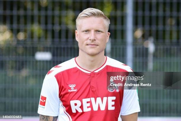 Kristian Pedersen of 1. FC Köln poses during the team presentation at on June 30, 2022 in Cologne, Germany.