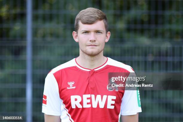 Luca Kilian of 1. FC Köln poses during the team presentation at on June 30, 2022 in Cologne, Germany.