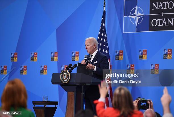 President Joe Biden holds his press conference at the NATO Summit on June 30, 2022 in Madrid, Spain. During the summit in Madrid, on June 30 NATO...